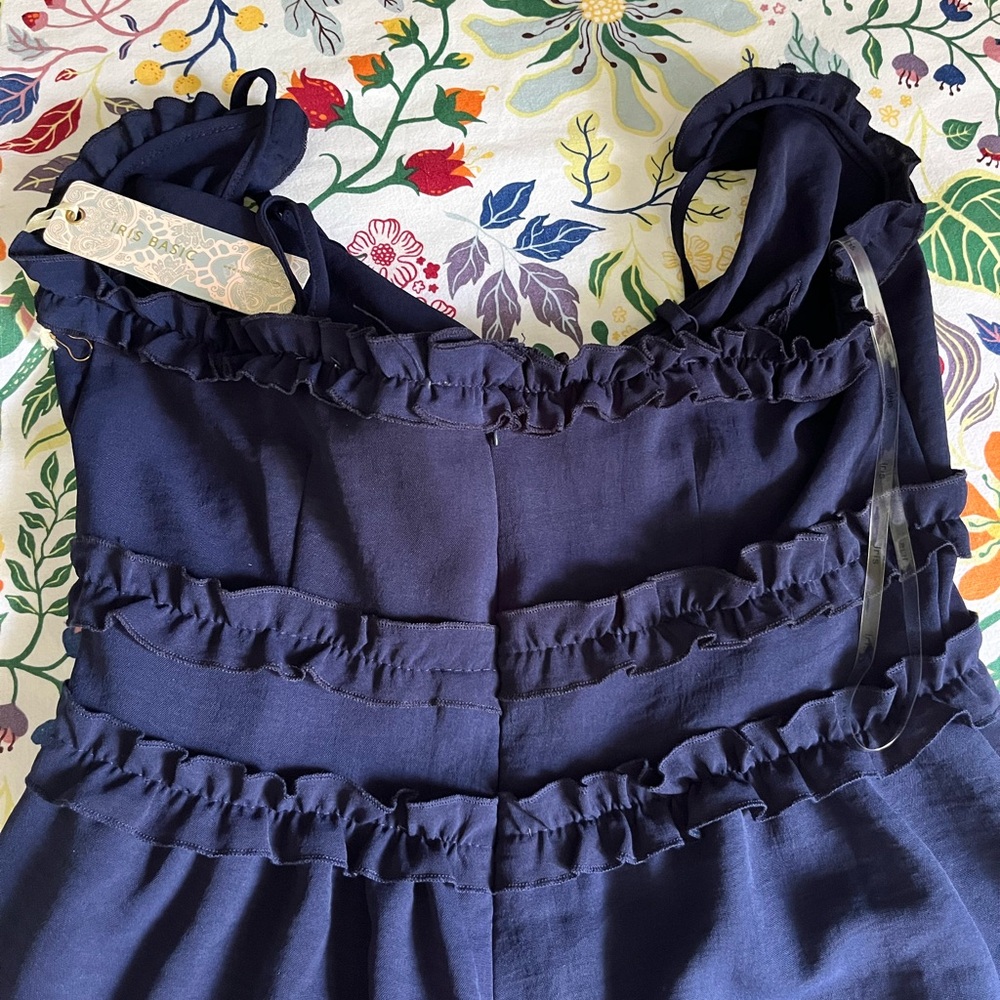 Iris Basic Navy Ruffle Jumpsuit - Picture 5 of 6
